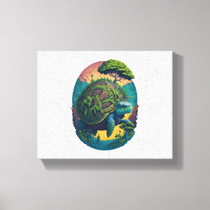 Toile Tortue colorée Abstraite avec la planète Terre