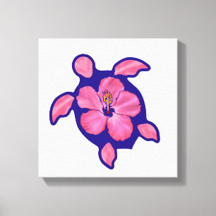 Toile Tortue de Honu hawaïenne et Hibiscus