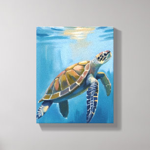 Toile Tortue de mer Animal marin Aquarelle