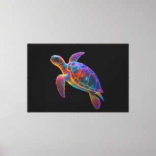 Toile Tortue de mer lumineuse Art - Reptile sous-marin v
