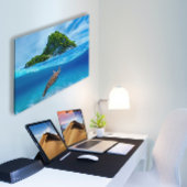 Toile Tortue de mer mignonne devant une île tropicale