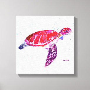 Toile Tortue de mer Plage Aquarelle Océan sous l'eau