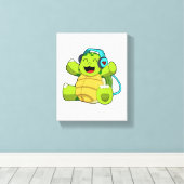 Toile Tortue en musique avec casque (Insitu (Plancher de Bois))