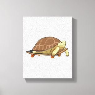 Toile Tortue en patinage avec skateboard
