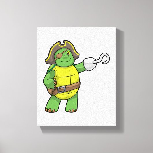 Toile Tortue en pirate avec patchs main et oeil (Recto)
