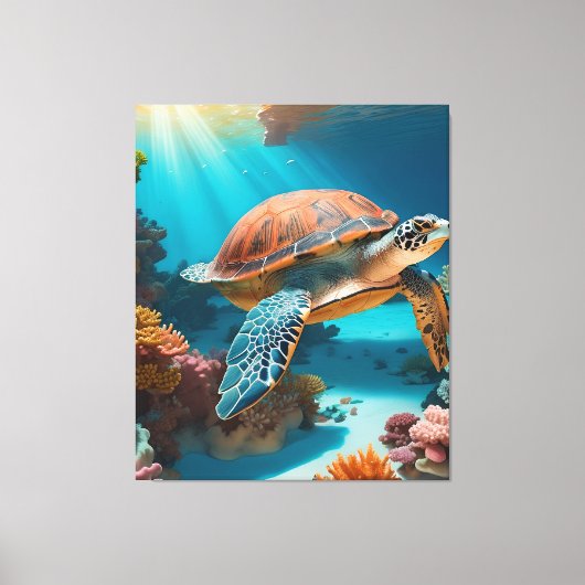 Toile Tortue marine Serene 3D en Océan -Tranquille Lif M (Recto)