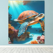 Toile Tortue marine Serene 3D en Océan -Tranquille Lif M (Insitu (Plancher de Bois))
