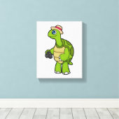 Toile Tortue photographe avec caméra (Insitu (Plancher de Bois))