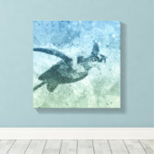 Toile Tortue verte volante géométrique (Insitu (Plancher de Bois))