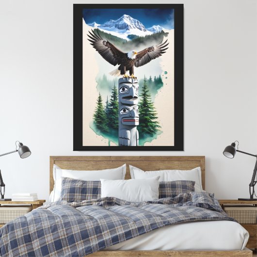 Toile Totem haïda et aigle chauve (Insitu(Chambre))