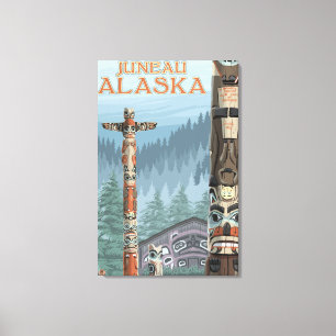 Toile Totem Poles de l'Alaska - Juneau, Alaska