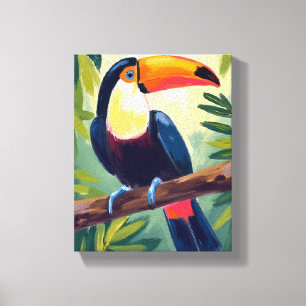 Toile Toucan Oiseau Tropical Coloré Aquarelle