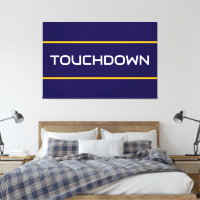 TOUCHDOWN Texte Blanc Bandes Orange et Bleu Marine