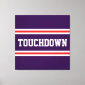 Toile TOUCHDOWN Texte Rouge Blanc Violet Rayures de Cour (Recto)
