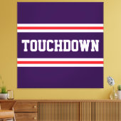Toile TOUCHDOWN Texte Rouge Blanc Violet Rayures de Cour (Insitu(Salon))