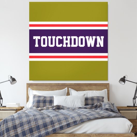 Toile TOUCHDOWN Violet Rouge Blanc Olive Rayures de Cour (Insitu(Chambre))