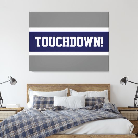 Toile TOUCHDOY Fun Bold Navy Blue White Grey Stripes (Insitu(Chambre))