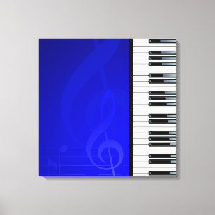 Toile Touches de piano à effet bleu notes musicales