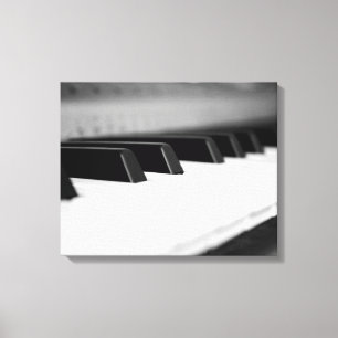 Toile Touches de piano noir et blanc sur clavier 16x20
