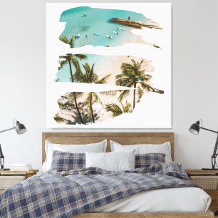 Toile Touches de Pinceau de Plage Tropicale
