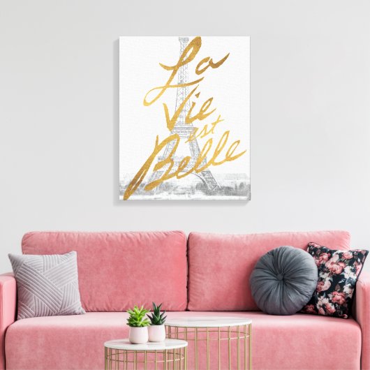 Toile Tour Eiffel avec écriture or (Insitu(Salon))