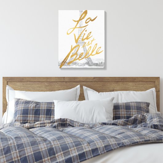 Toile Tour Eiffel avec écriture or (Insitu(Chambre))