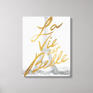Toile Tour Eiffel avec écriture or