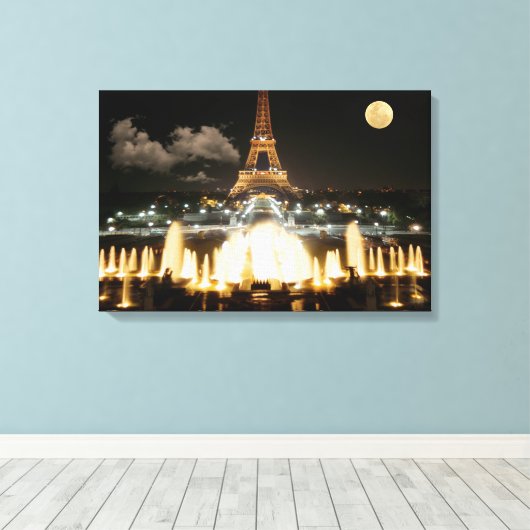 Toile Tour Eiffel en soirée (Insitu (Plancher de Bois))