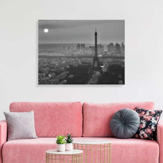 Toile Tour Eiffel Noir & Blanc Paris City Panorama (Insitu(Salon))