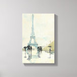 Toile Tour Eiffel | Paris sous la pluie<br><div class="desc">© Avery Tillmon / Pomme sauvage. Une image vintage de Paris,  et des promeneurs. Une image de la Tour Eiffel est visible.</div>