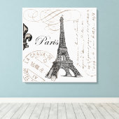 Toile Tour Eiffel vintage Paris (Insitu (Plancher de Bois))