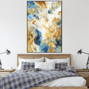 Toile Tourbillon & Éclat : Texture Bleu Or Art Abstrait