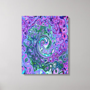 Toile Tourbillon Vert et Violet Abstrait Rétro Groovy