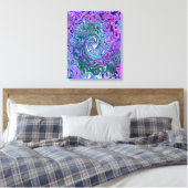 Toile Tourbillon Vert et Violet Abstrait Rétro Groovy (Insitu(Chambre))