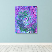 Toile Tourbillon Vert et Violet Abstrait Rétro Groovy (Insitu (Plancher de Bois))