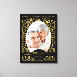 Toile Tourbillons dorés sur fond noir 50e anniversaire d
