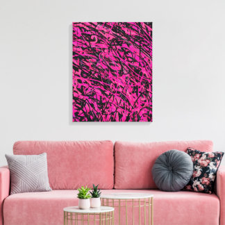 Toile Tourbillons roses et noirs sauvages