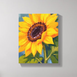 Toile Tournesol Jaune Floral Aquarelle Brillante