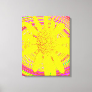 Toile Tournesol jaune sur un tourbillon psychédélique