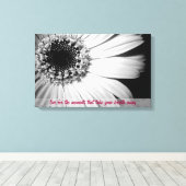 Toile Tournesol noir et blanc avec citation de vie (Insitu (Plancher de Bois))