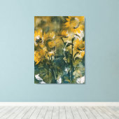 Toile Tournesols Abstraits, beaux-arts, teals, or (Insitu (Plancher de Bois))