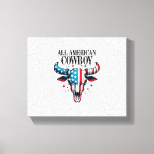 Toile Tous les cowboy américains US Drapeau Vache crâne