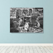 Toile Tracteur vintage Fordson, noir et blanc (Insitu (Plancher de Bois))