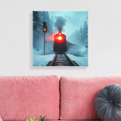 Toile "Train à vapeur dans une forêt enneigée d'hiver" (Insitu(Salon))