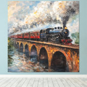 Toile Train à vapeur sur un pont - Peinture à l'huile (Insitu (Plancher de Bois))