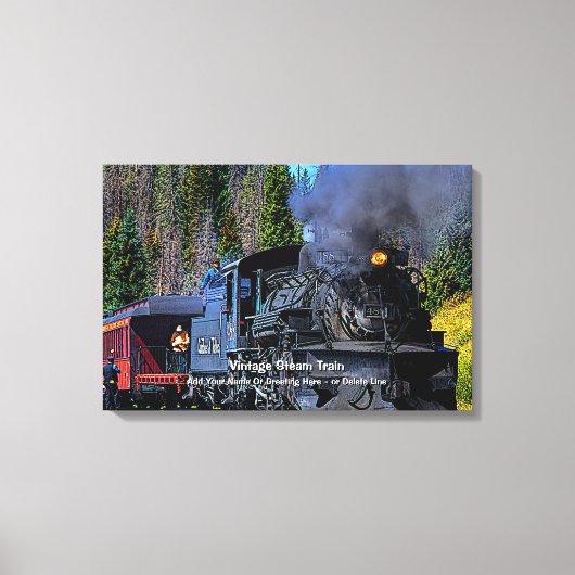 Toile Train à vapeur vintage - Ajouter un nom (Recto)