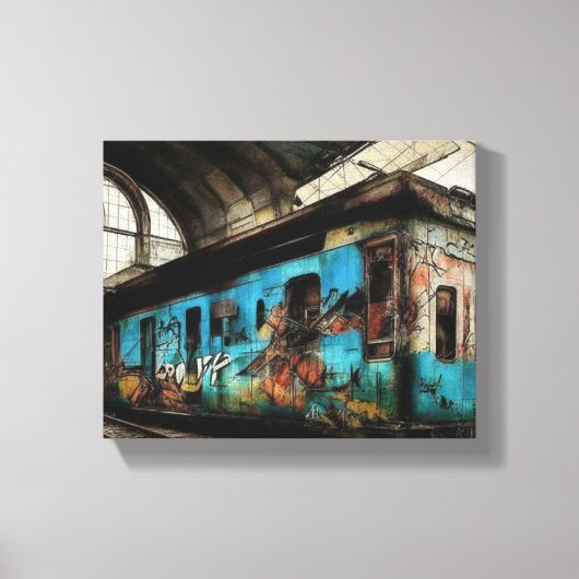 Toile Train abandonné avec graffitis d'art de rue urbain (Recto)