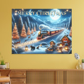 Toile Train de Noël avec lanternes et animaux de la forê (Insitu(Salon))