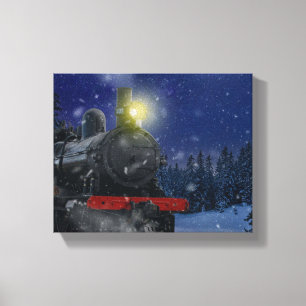 Toile Train de Noël dans la neige