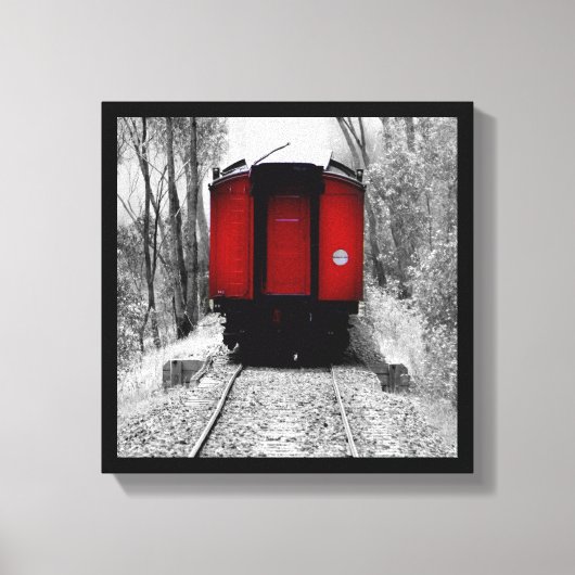 Toile Train démodé de vapeur avec la cambuse rouge (Recto)